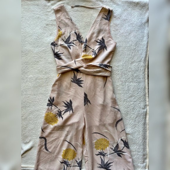 Pants - Wide Leg Sleeveless Floral Jumpsuit